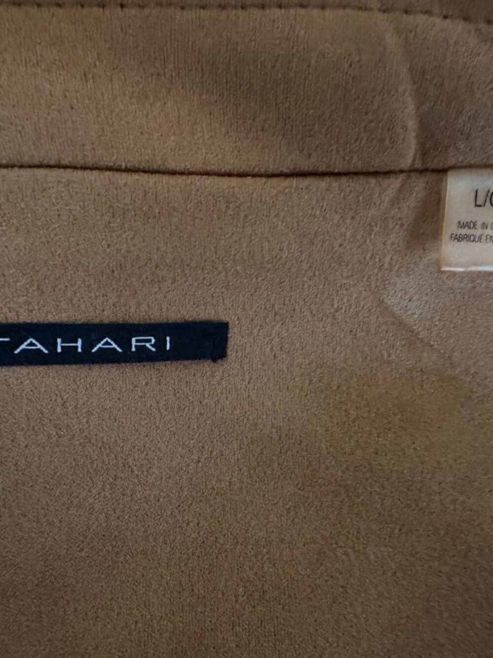Elie T Tahari Faux Suede Crop Moto Jacket in Tobacco Size Large - Picture 5 of 5